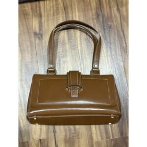 Antonio Melani Brown Leather Handbag Gold Magnetic Closure